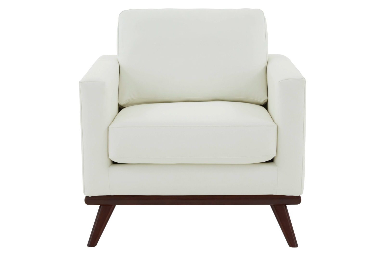 LeisureMod™ Chester Modern Leather Accent Arm Chair With Birch Wood Base - White