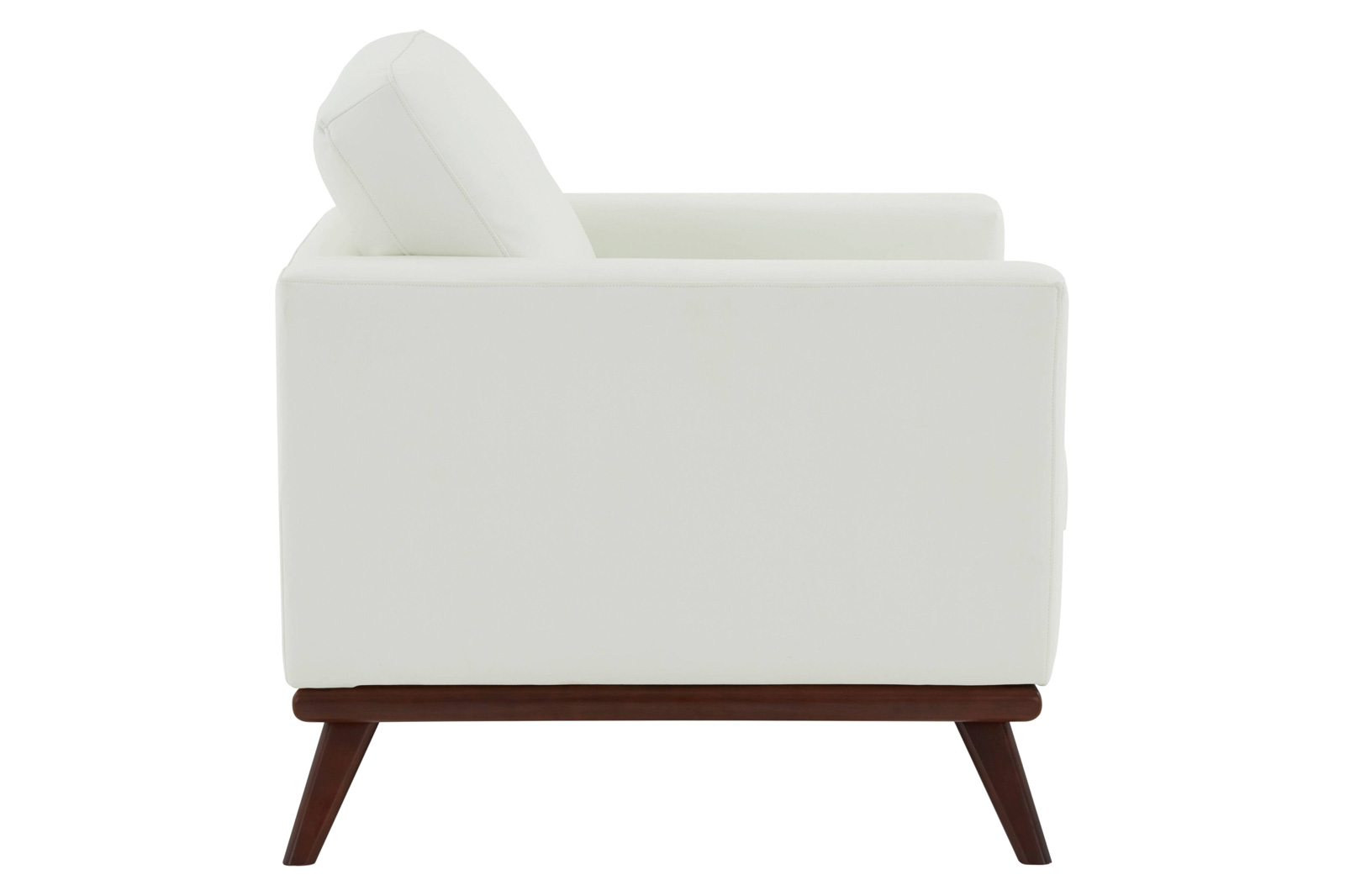 LeisureMod™ Chester Modern Leather Accent Arm Chair With Birch Wood Base - White