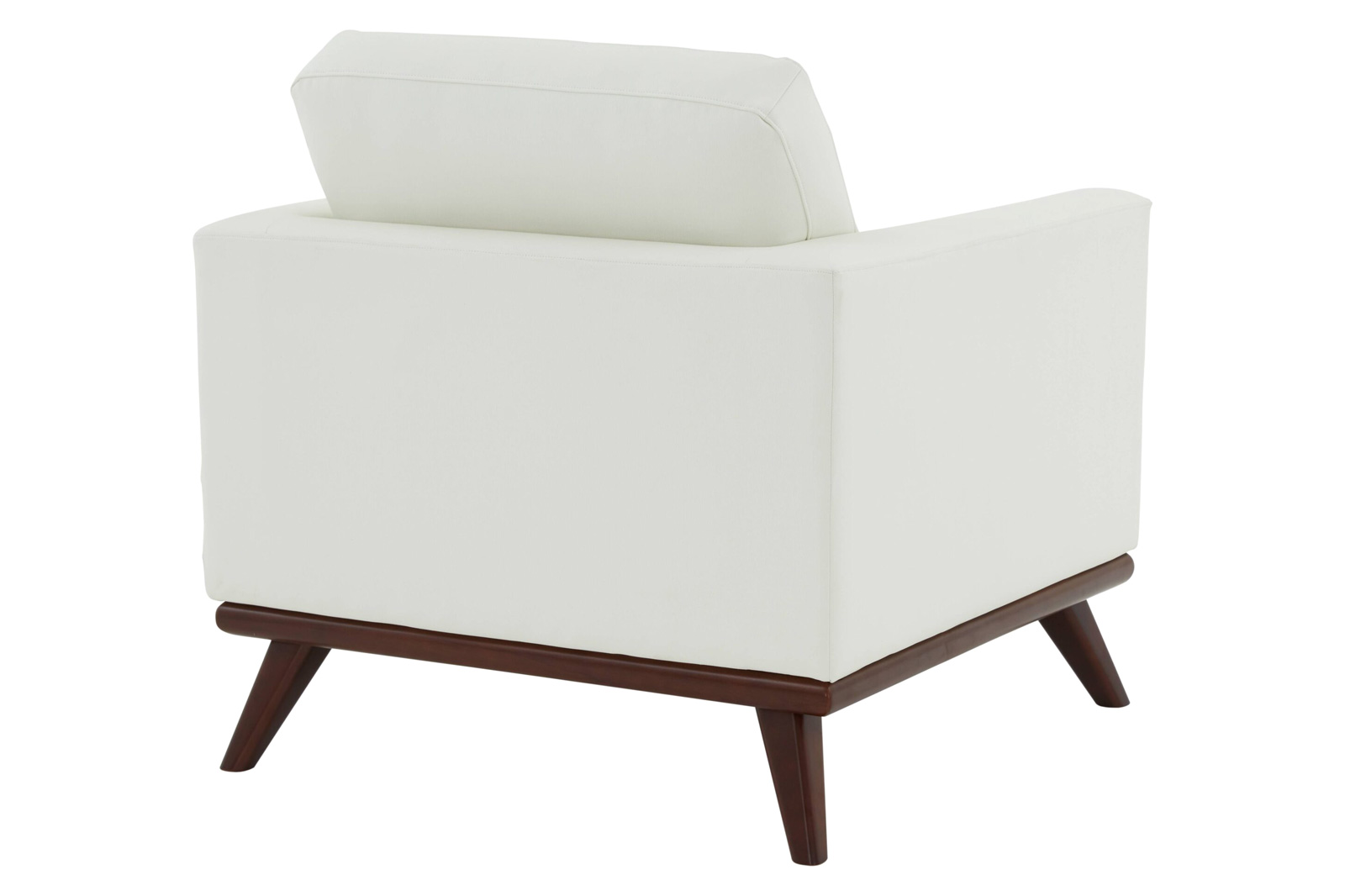 LeisureMod™ Chester Modern Leather Accent Arm Chair With Birch Wood Base - White