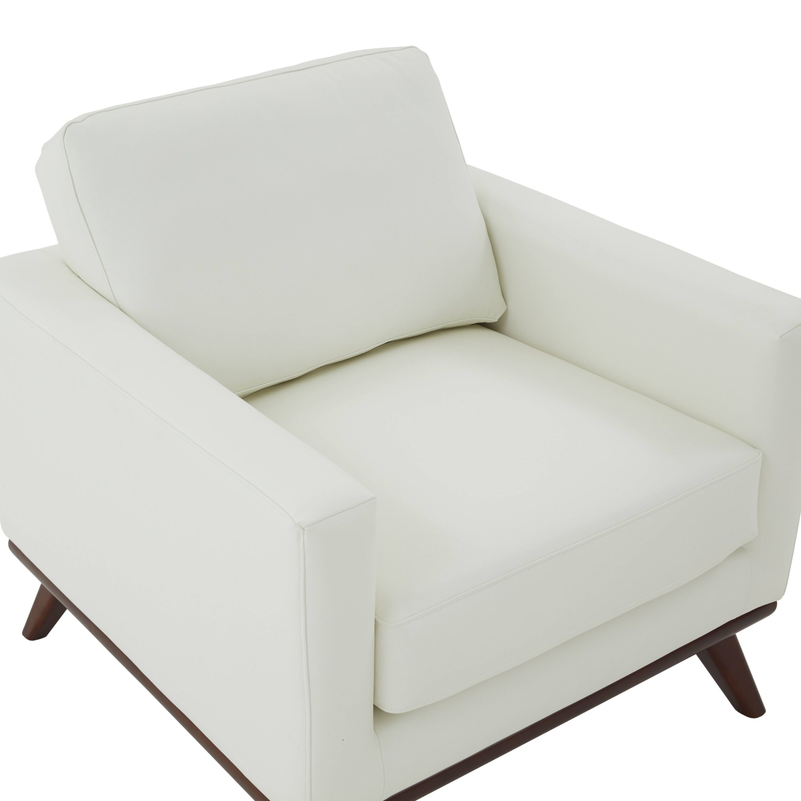 LeisureMod™ Chester Modern Leather Accent Arm Chair With Birch Wood Base - White