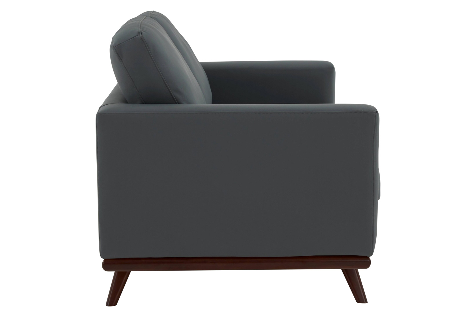 LeisureMod Chester Modern Leather Loveseat With Birch Wood Base - Gray