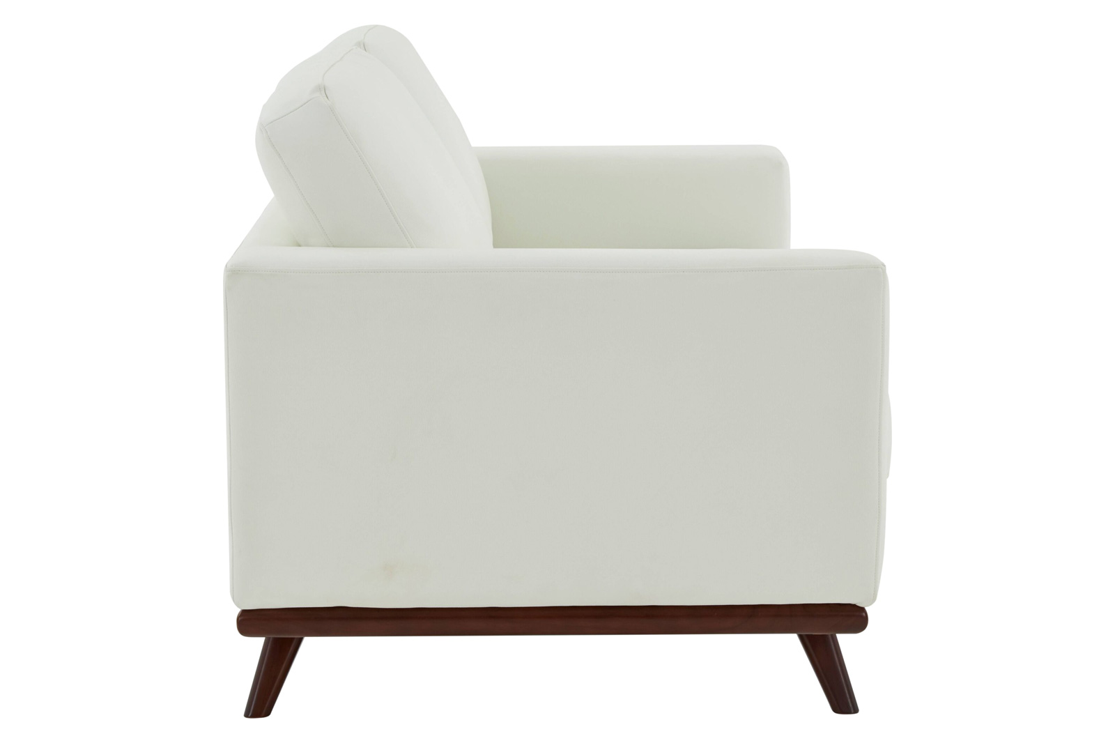 LeisureMod Chester Modern Leather Loveseat With Birch Wood Base - White