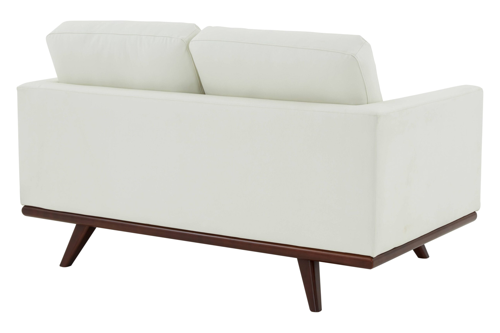 LeisureMod Chester Modern Leather Loveseat With Birch Wood Base - White