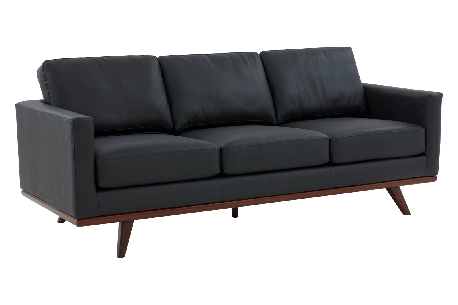 LeisureMod Chester Modern Leather Sofa With Birch Wood Base