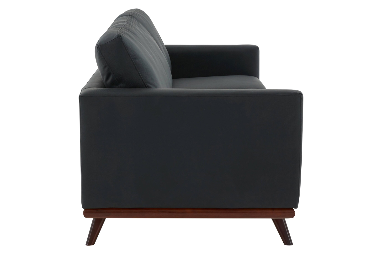 LeisureMod Chester Modern Leather Sofa With Birch Wood Base - Black