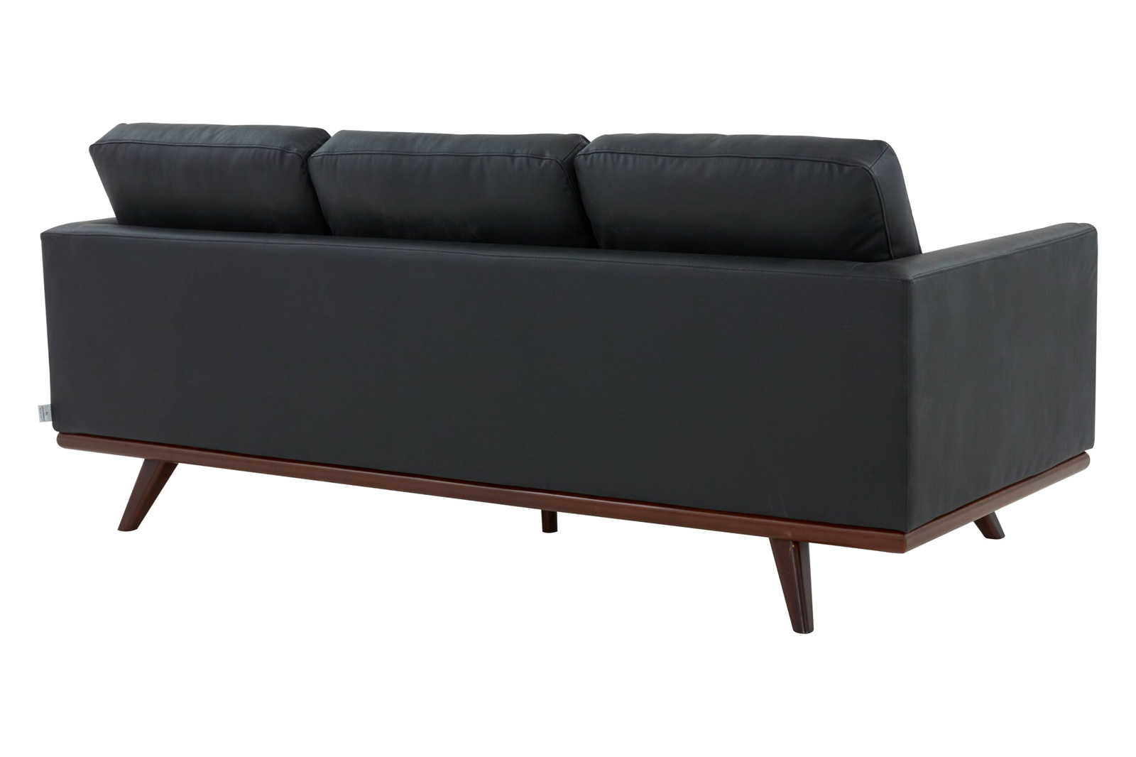 LeisureMod Chester Modern Leather Sofa With Birch Wood Base - Black