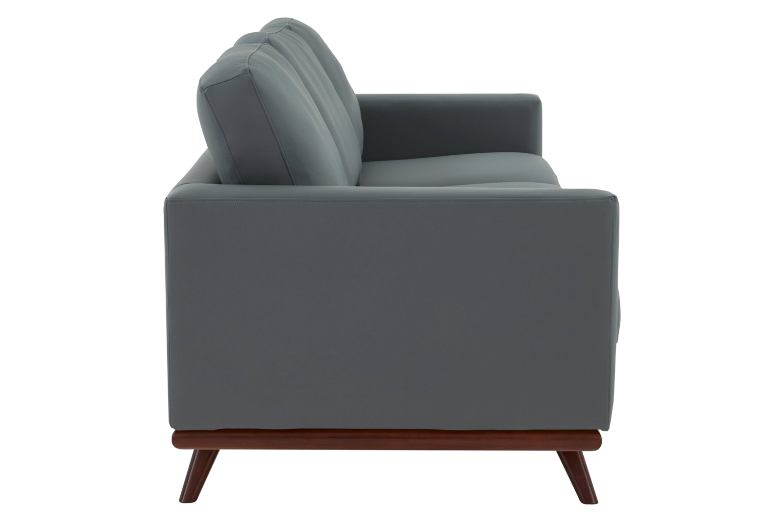 LeisureMod Chester Modern Leather Sofa With Birch Wood Base - Gray