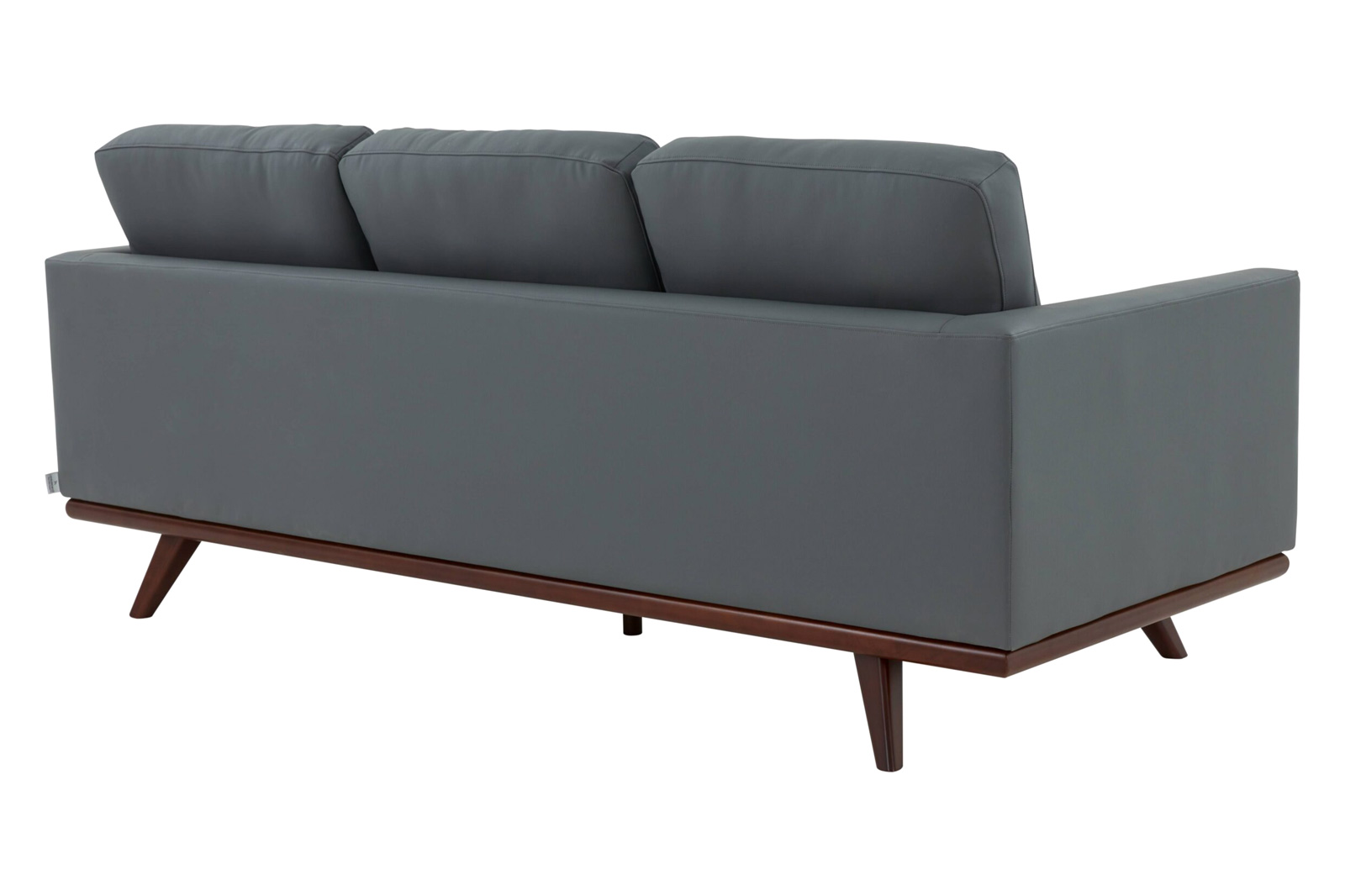 LeisureMod Chester Modern Leather Sofa With Birch Wood Base - Gray