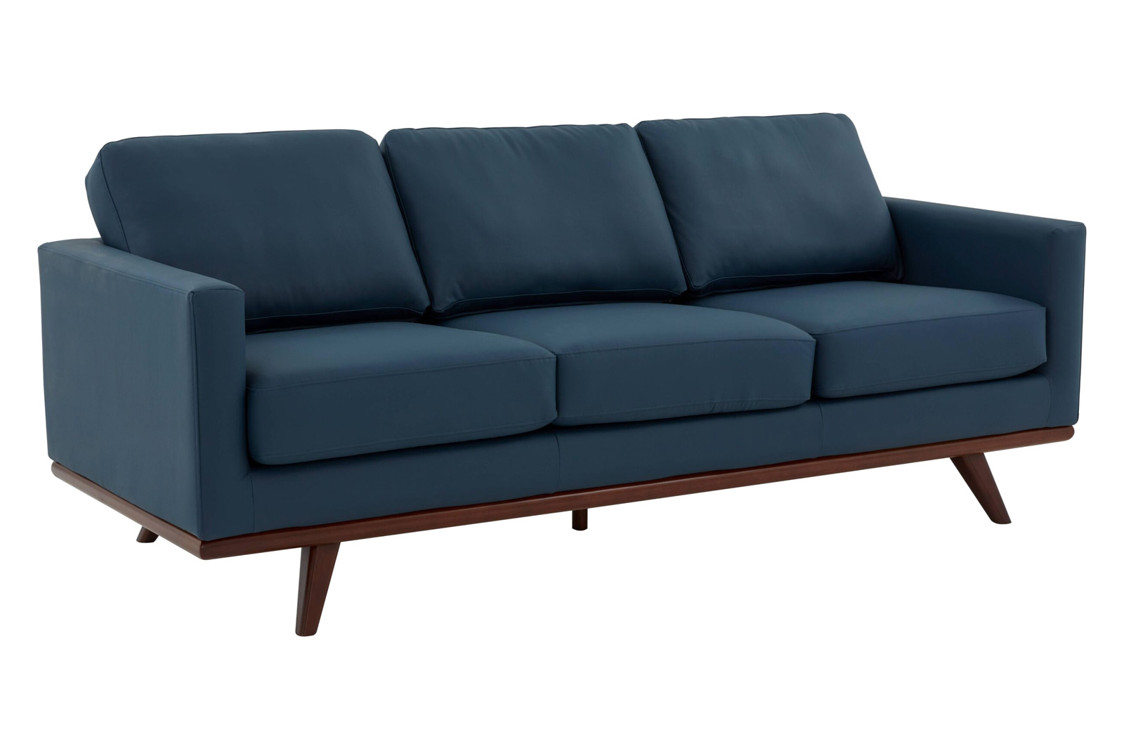 LeisureMod Chester Modern Leather Sofa With Birch Wood Base