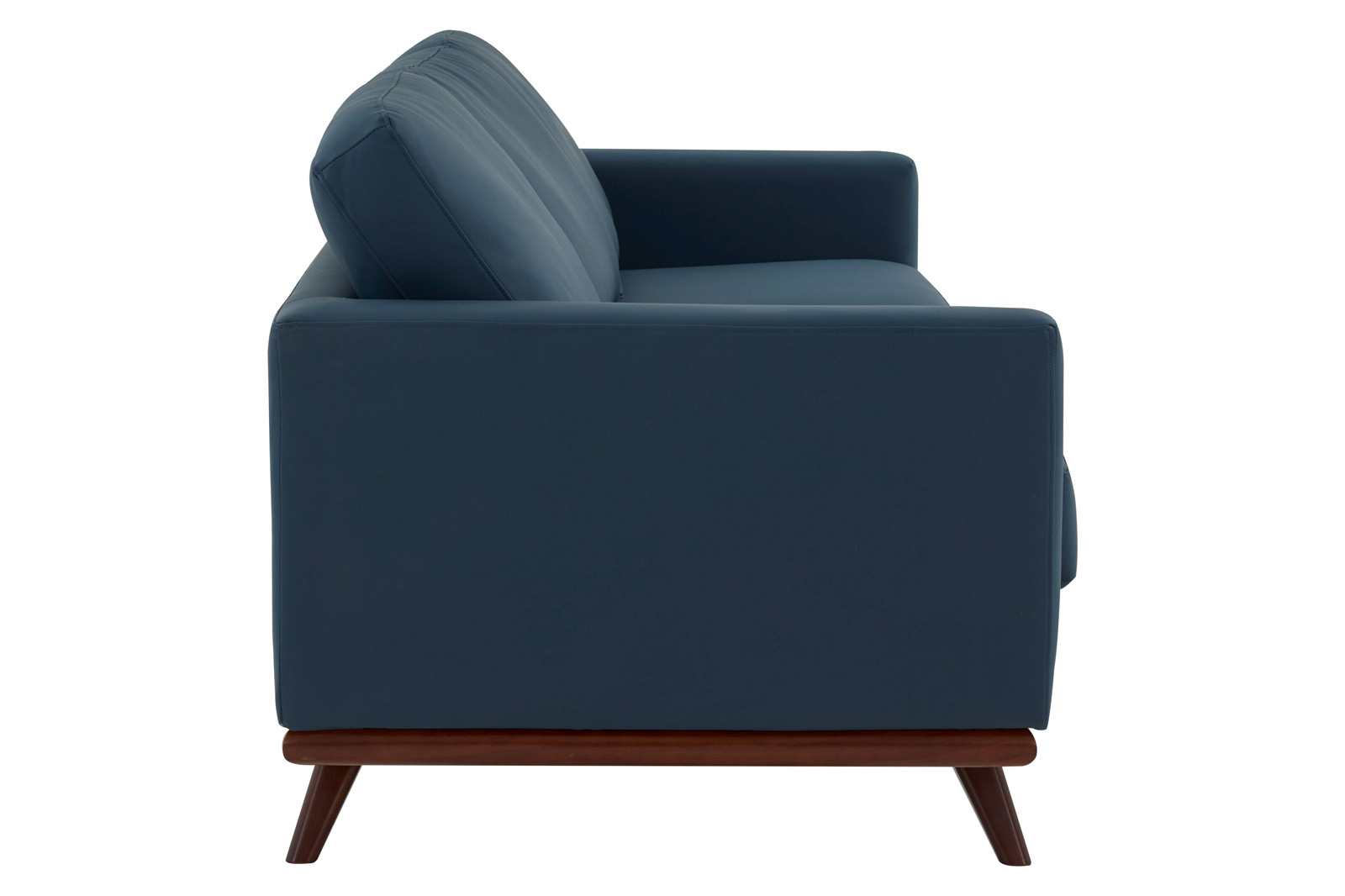 LeisureMod Chester Modern Leather Sofa With Birch Wood Base - Navy Blue