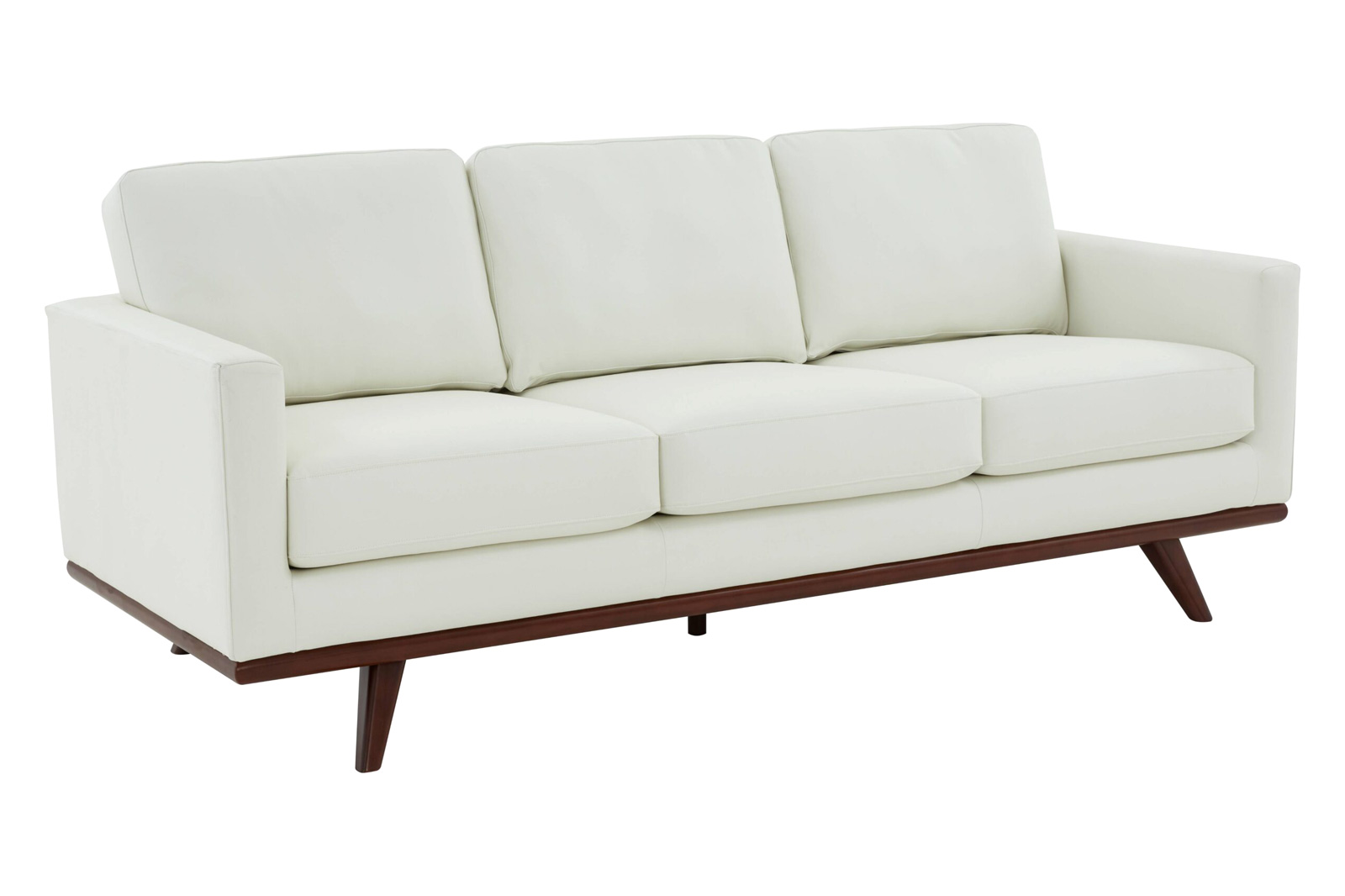 LeisureMod Chester Modern Leather Sofa With Birch Wood Base