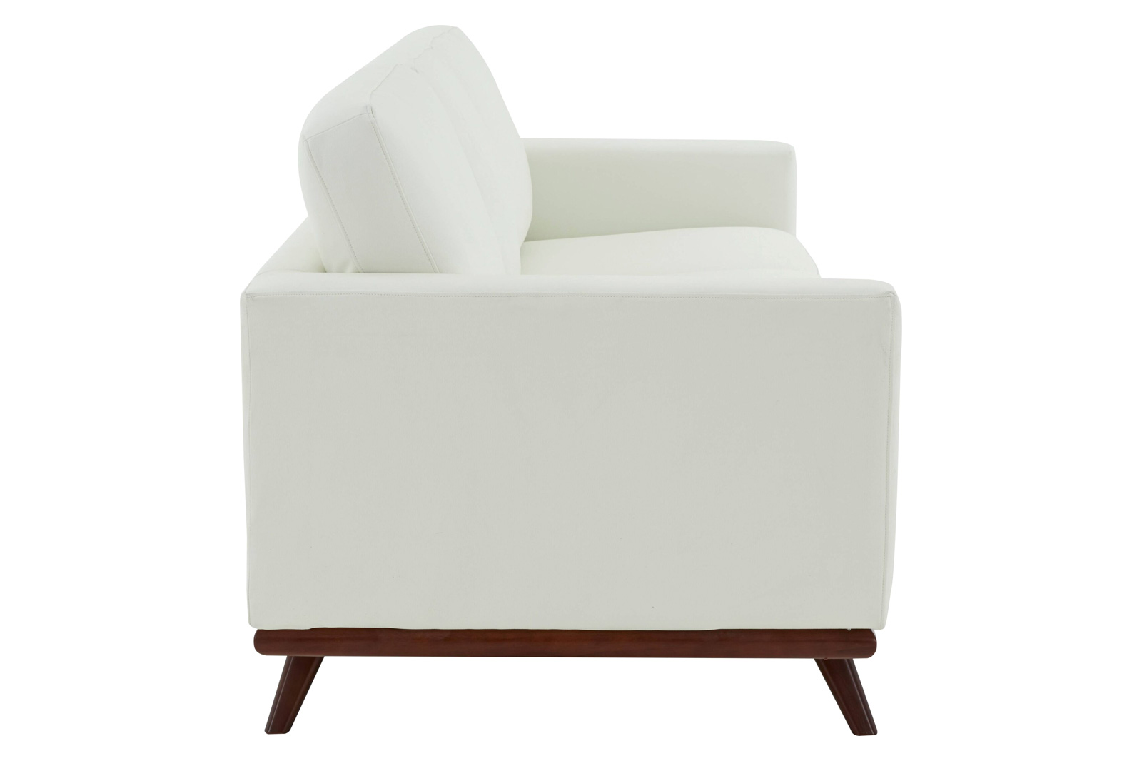 LeisureMod Chester Modern Leather Sofa With Birch Wood Base - White