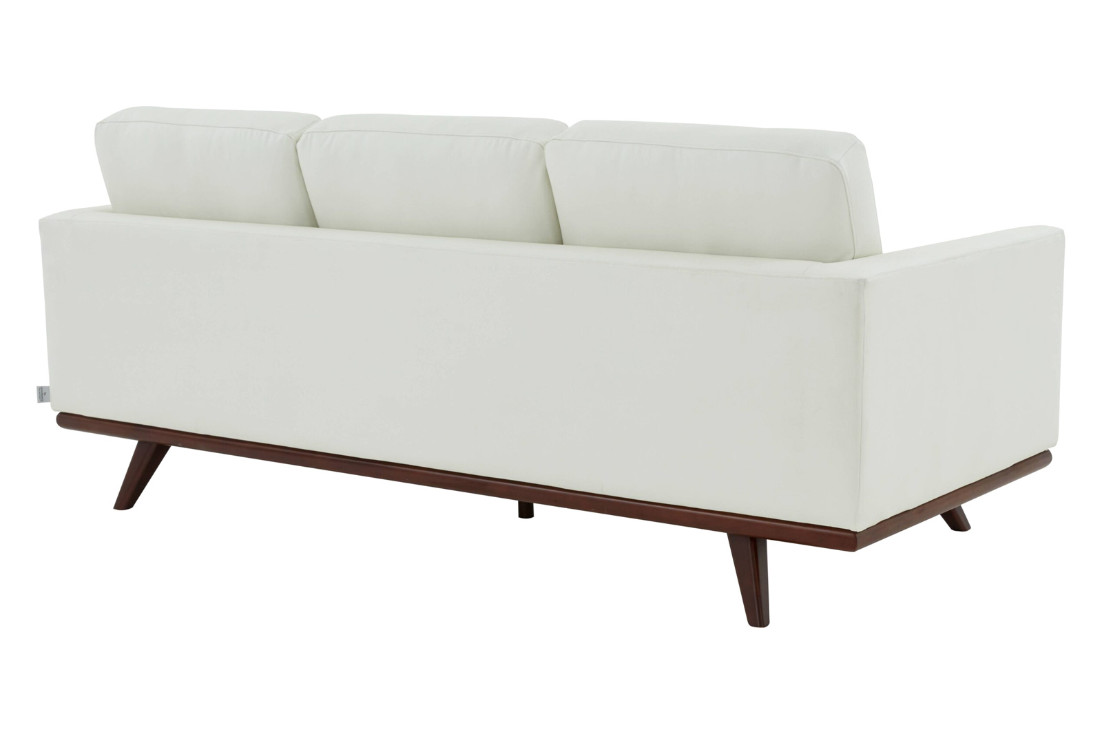 LeisureMod Chester Modern Leather Sofa With Birch Wood Base - White