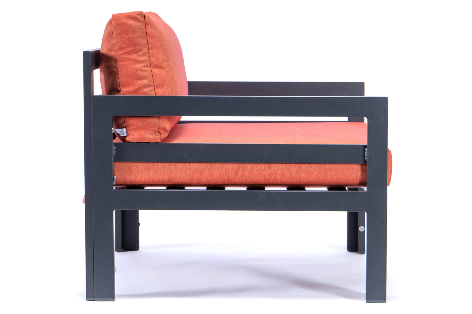 LeisureMod Chelsea Outdoor Patio Black Aluminum Armchairs with Cushions (Set Of 2) - Orange