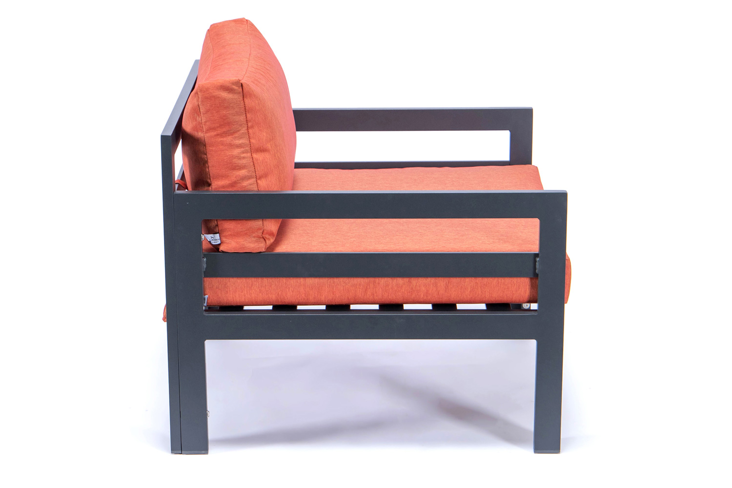 LeisureMod Chelsea Outdoor Patio Black Aluminum Armchairs with Cushions (Set Of 2) - Orange