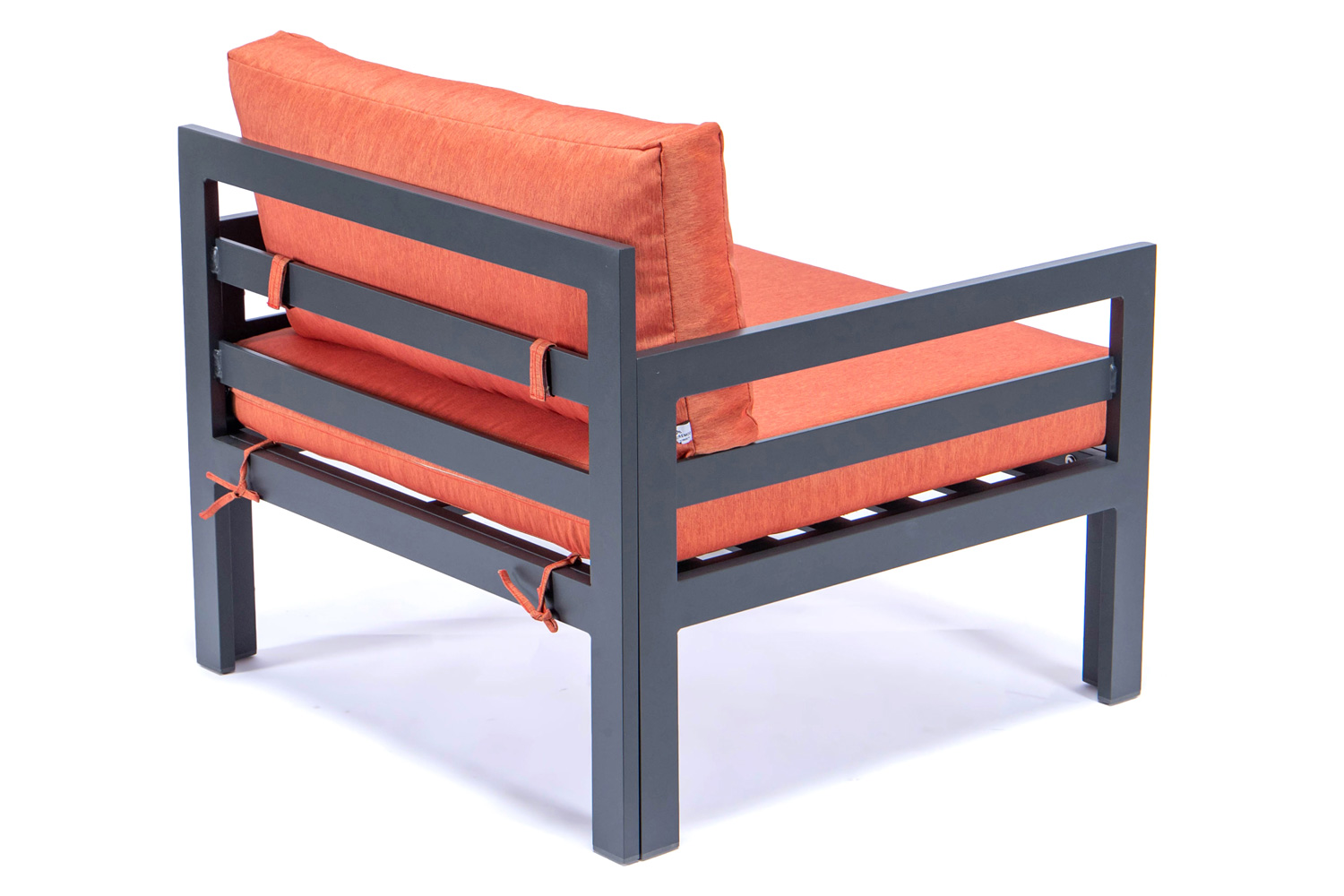 LeisureMod Chelsea Outdoor Patio Black Aluminum Armchairs with Cushions (Set Of 2) - Orange