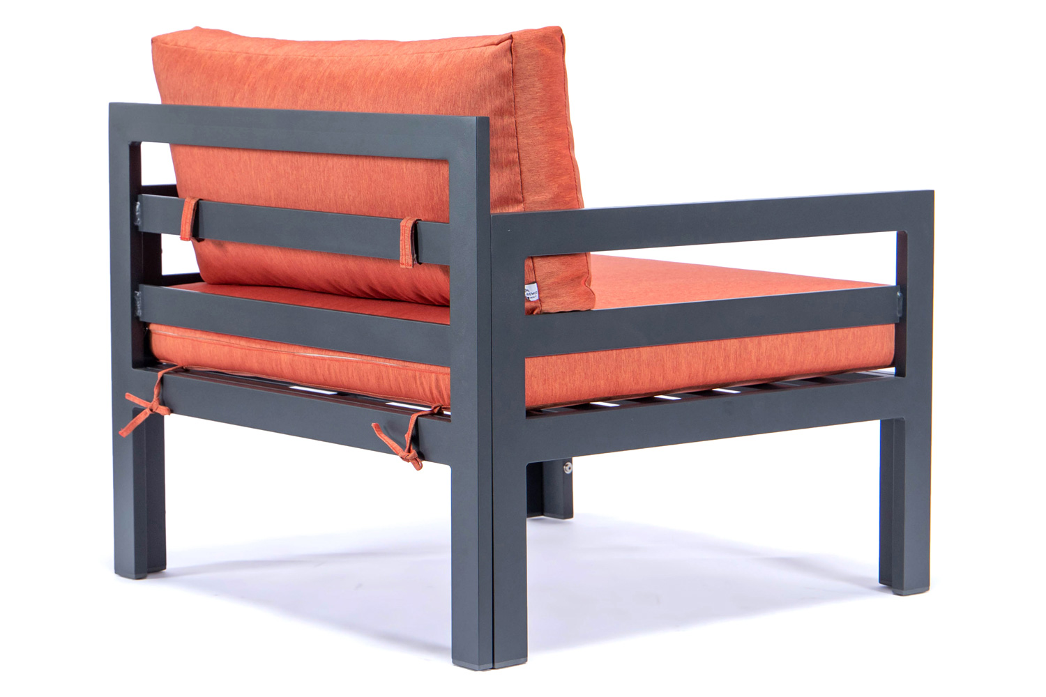 LeisureMod Chelsea Outdoor Patio Black Aluminum Armchairs with Cushions (Set Of 2) - Orange