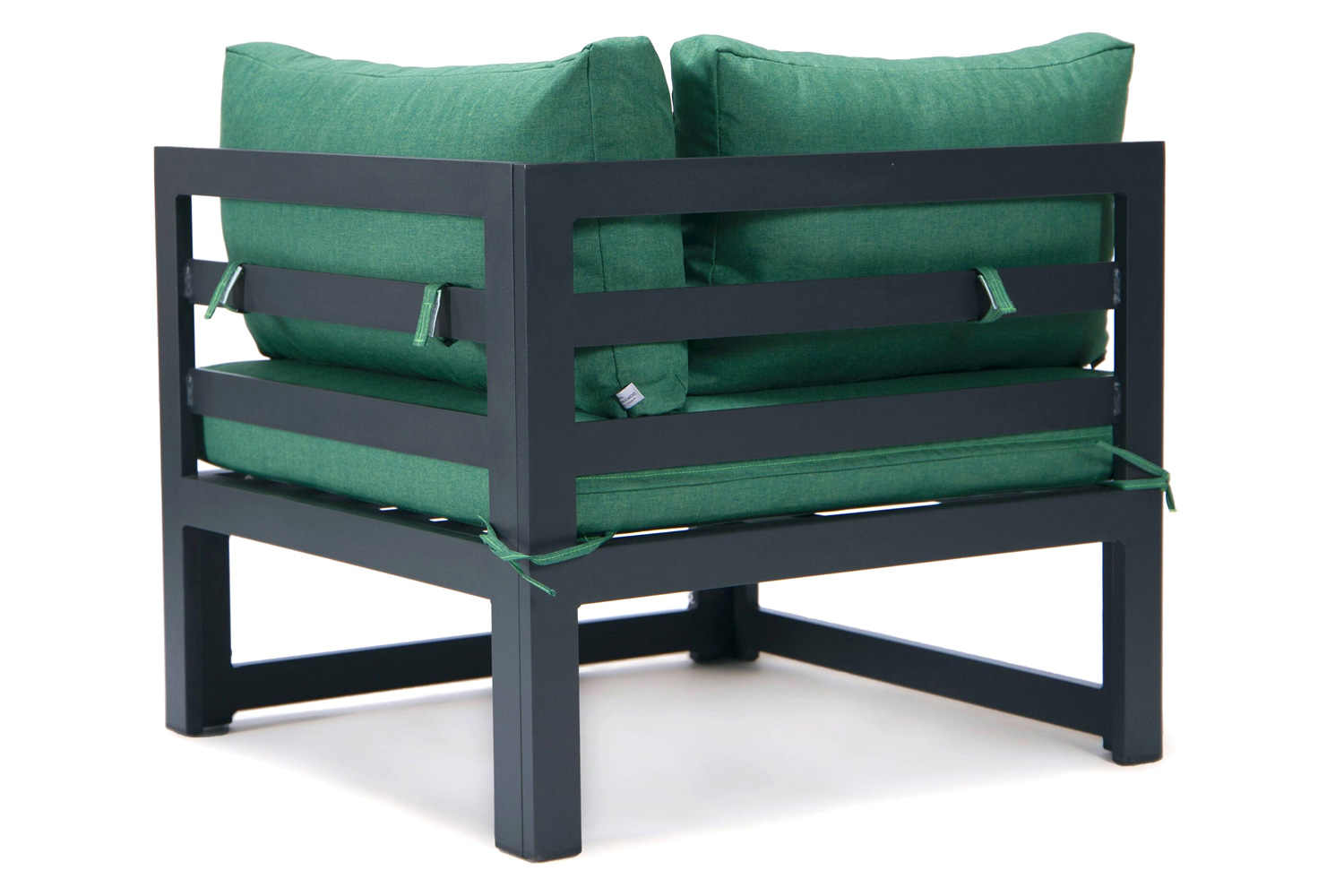 LeisureMod Chelsea 6-Piece Patio Sectional In Black Aluminum with Cushions - Green