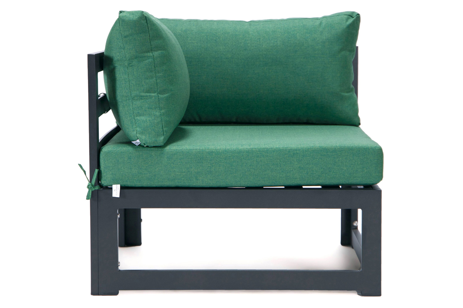 LeisureMod Chelsea 2-Piece Sectional Loveseat Black Aluminum with Cushions - Green