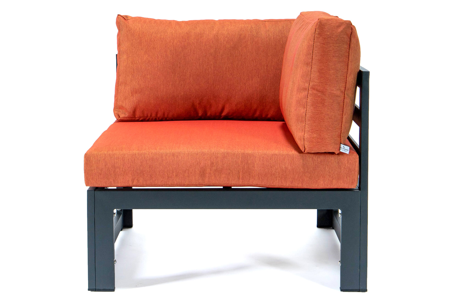 LeisureMod Chelsea 2-Piece Sectional Loveseat Black Aluminum with Cushions - Orange