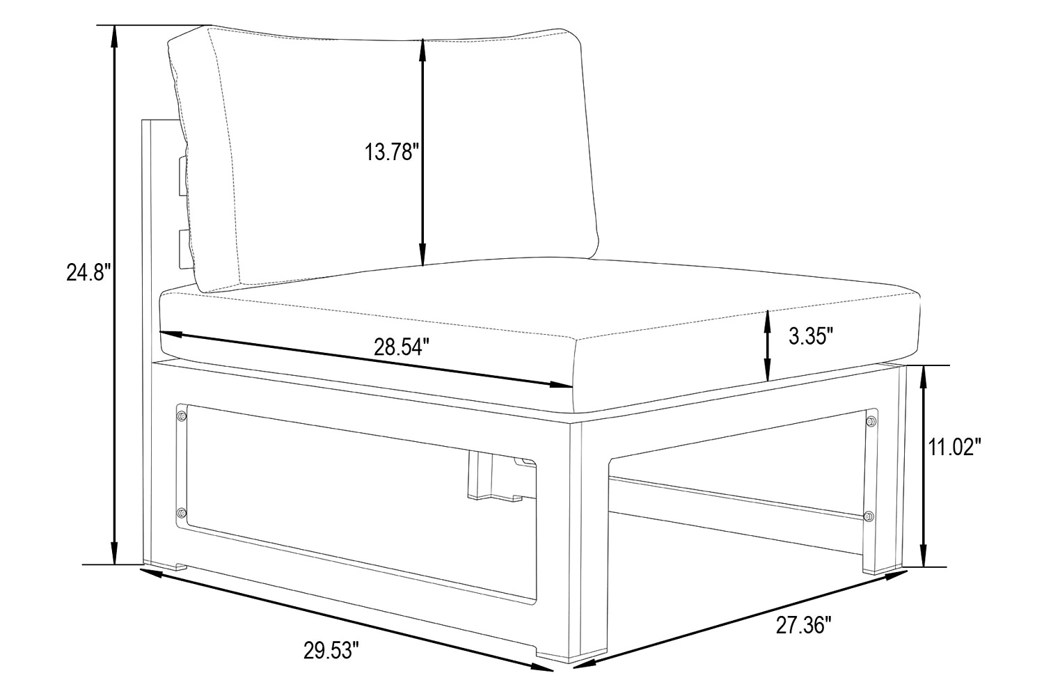 LeisureMod Chelsea 9-Piece Patio Sectional with Coffee Table Black Aluminum with Cushions - Beige