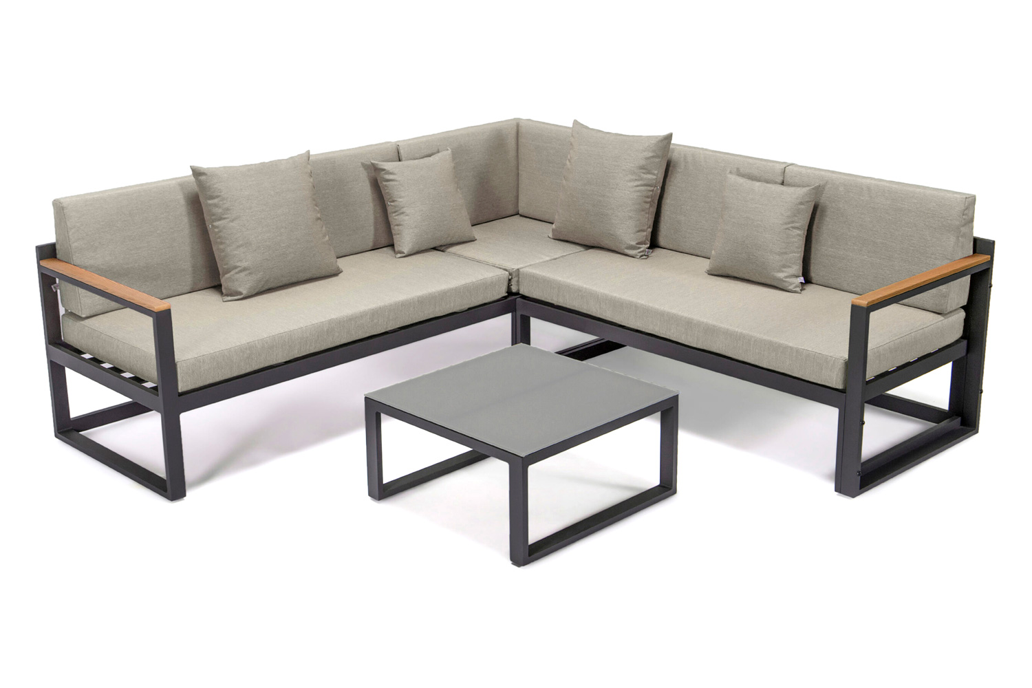 LeisureMod Chelsea White Sectional with Adjustable Headrest and Coffee Table with Cushions