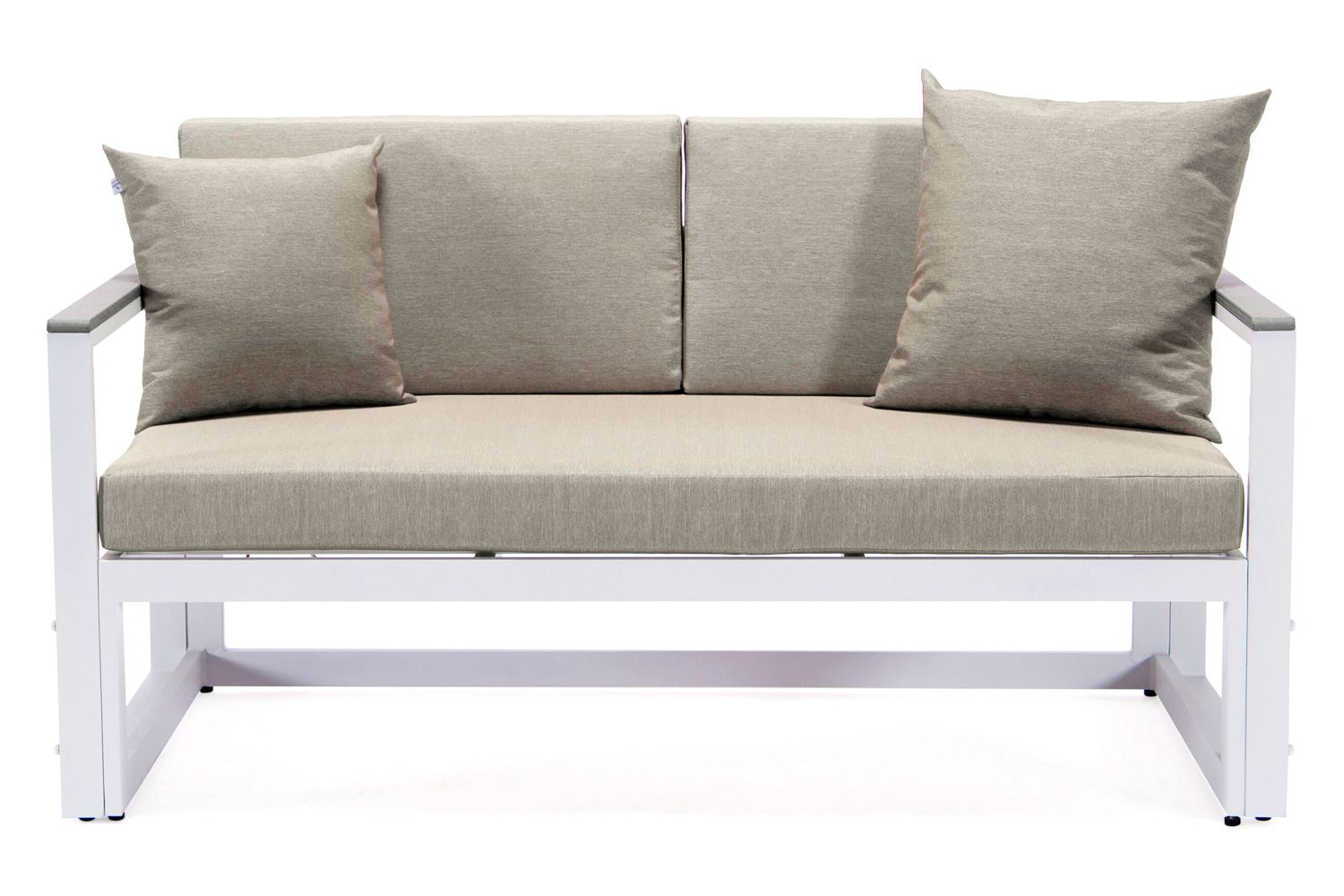 LeisureMod Chelsea White Sectional with Adjustable Headrest and Coffee Table with Cushions - Beige