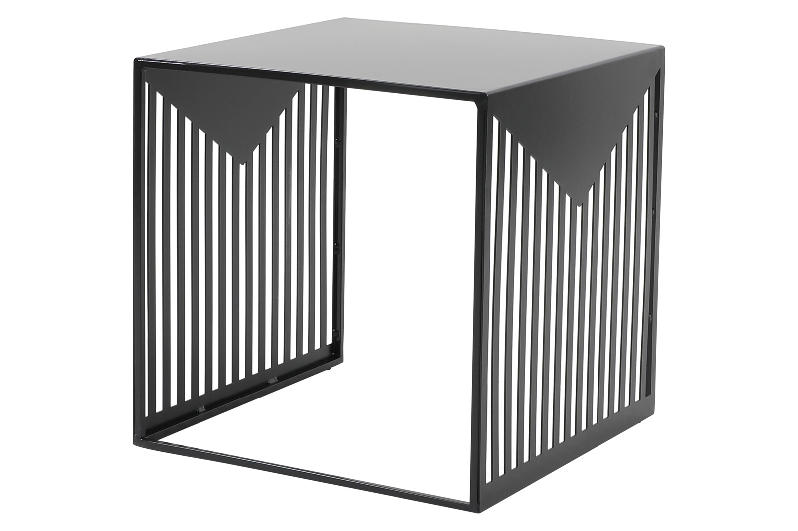 LeisureMod Cisco Modern Square Steel Side Table With Powder Coated Finish - Black