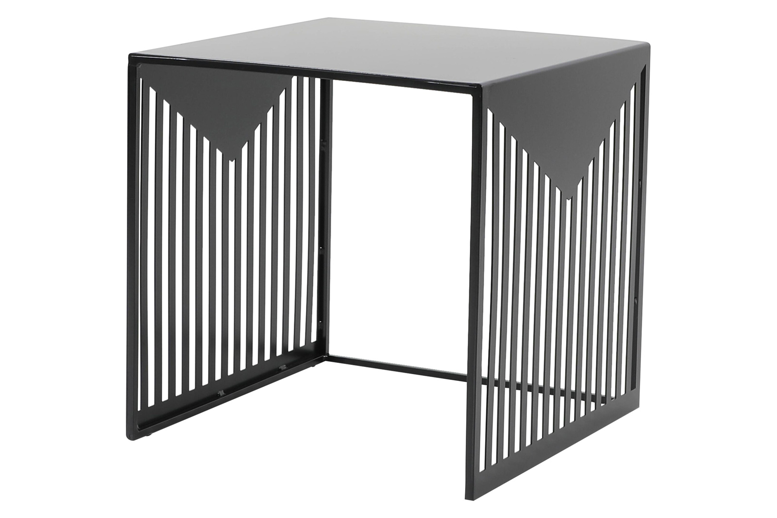 LeisureMod Cisco Modern Square Steel Side Table With Powder Coated Finish - Black