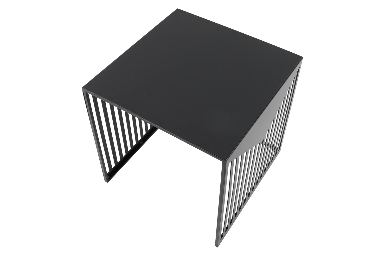 LeisureMod Cisco Modern Square Steel Side Table With Powder Coated Finish - Black