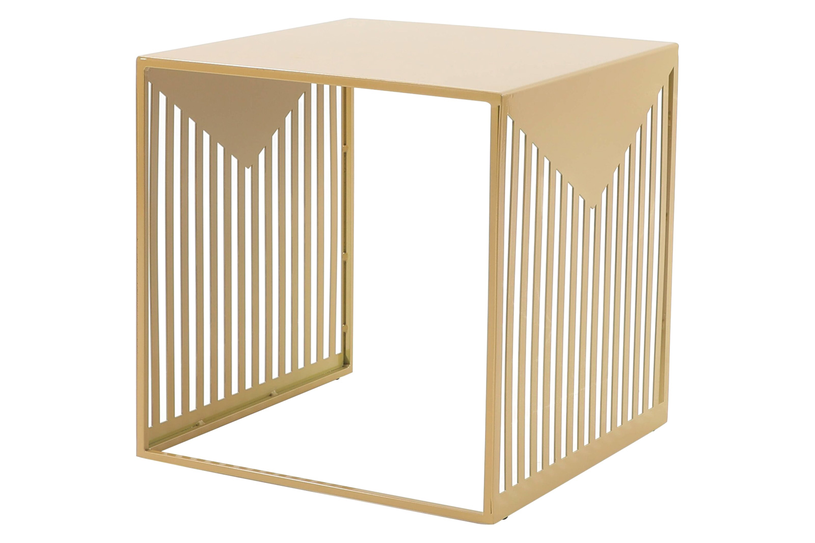 LeisureMod Cisco Modern Square Steel Side Table With Powder Coated Finish - Gold