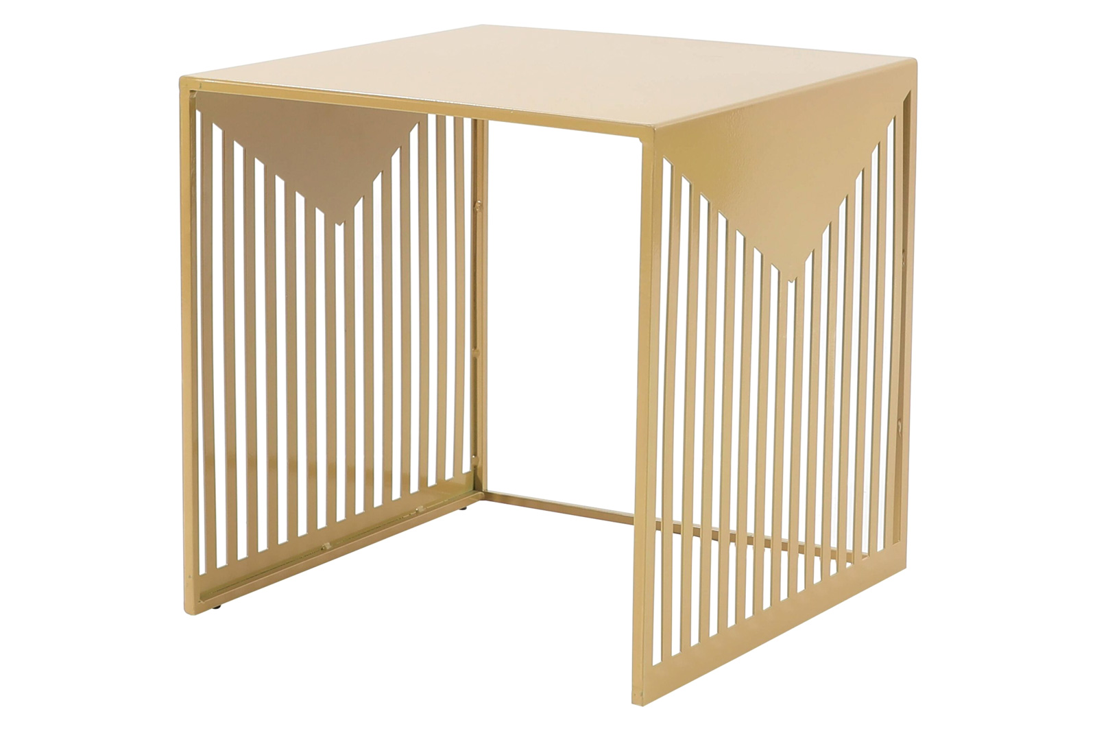 LeisureMod Cisco Modern Square Steel Side Table With Powder Coated Finish - Gold