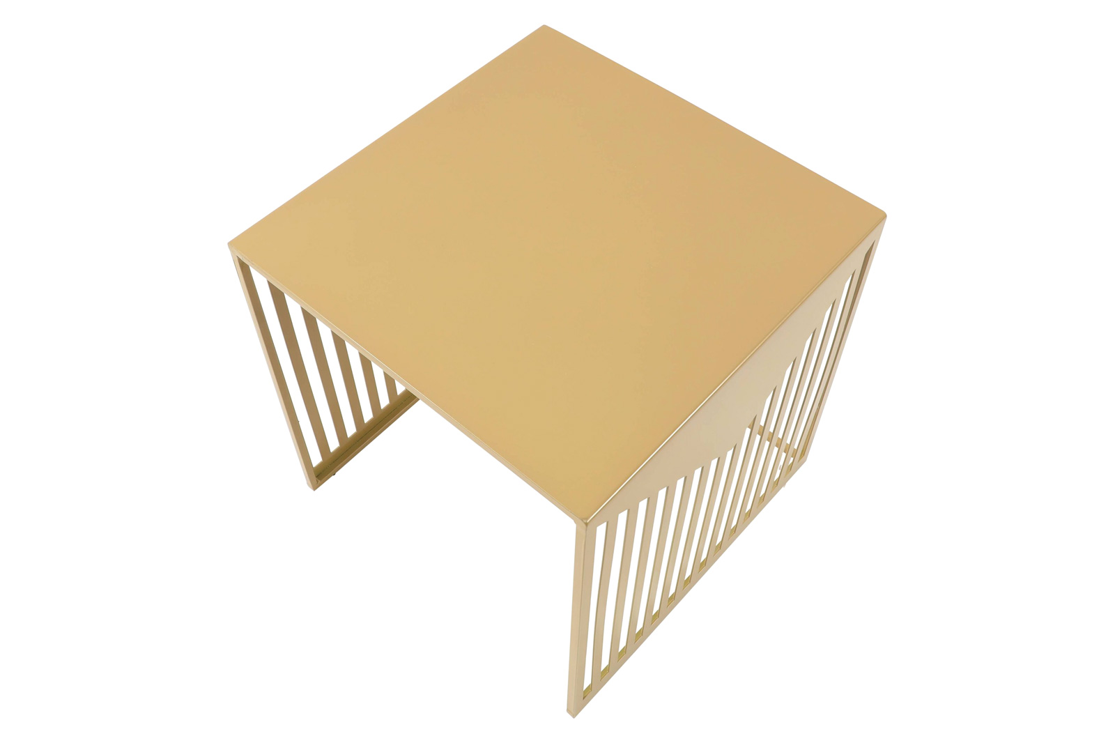 LeisureMod Cisco Modern Square Steel Side Table With Powder Coated Finish - Gold