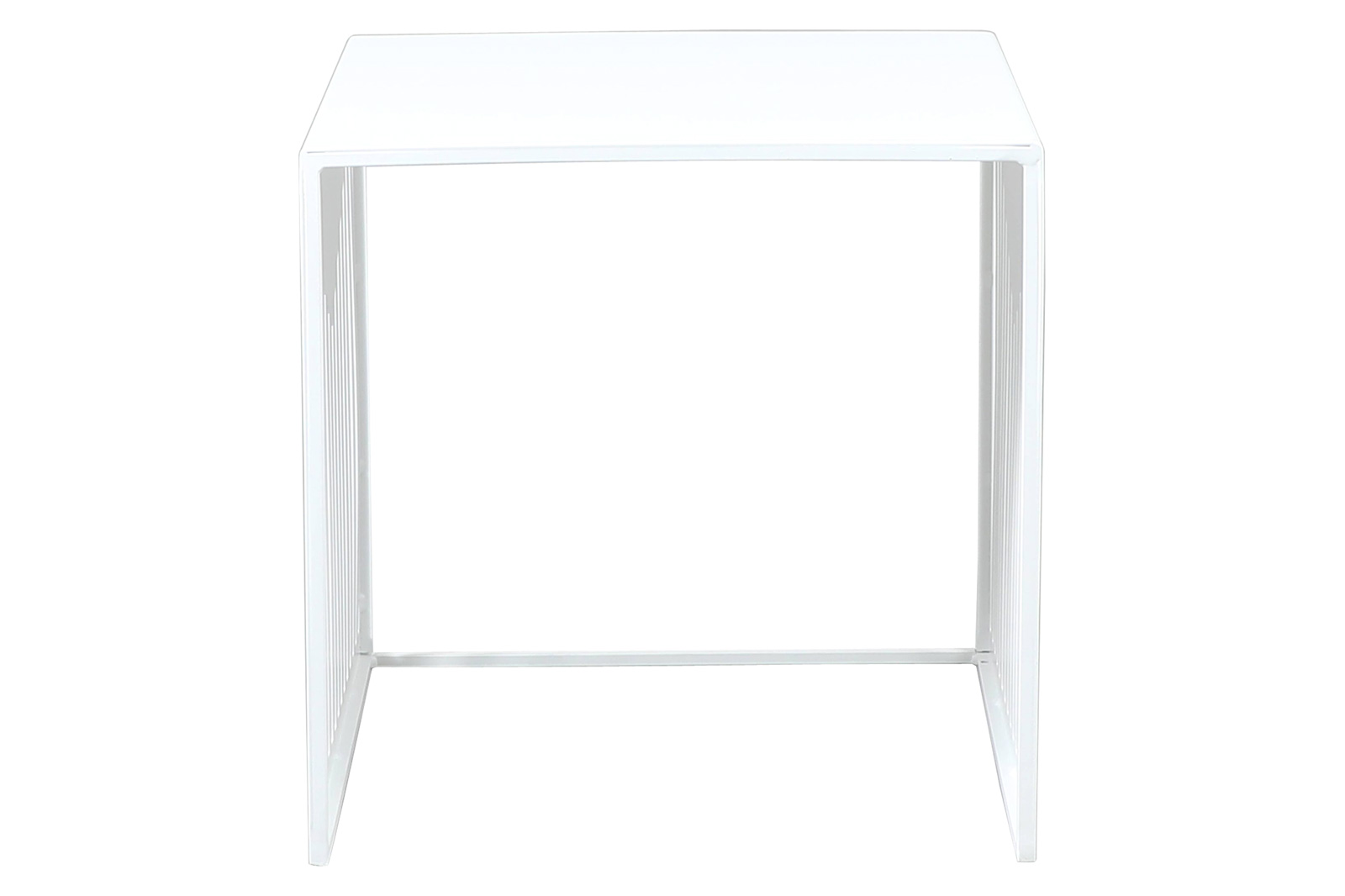 LeisureMod Cisco Modern Square Steel Side Table With Powder Coated Finish - White