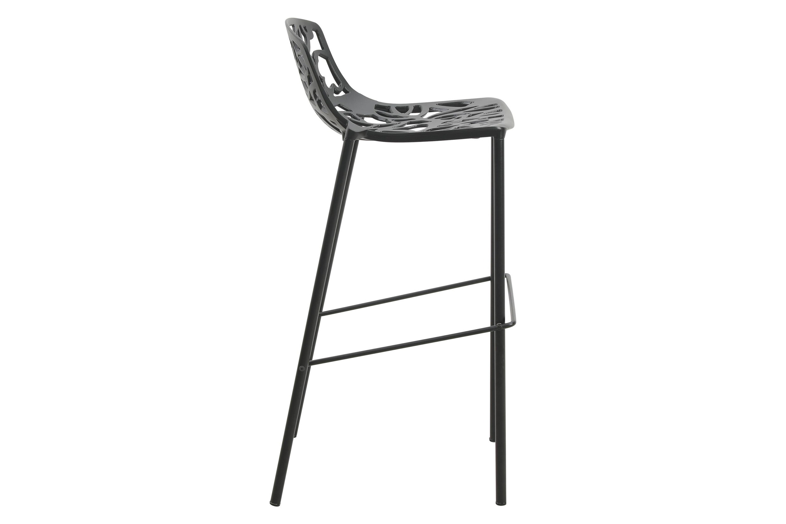 LeisureMod Devon Modern Aluminum Outdoor Bar Stool with Powder Coated Frame and Footrest - Black