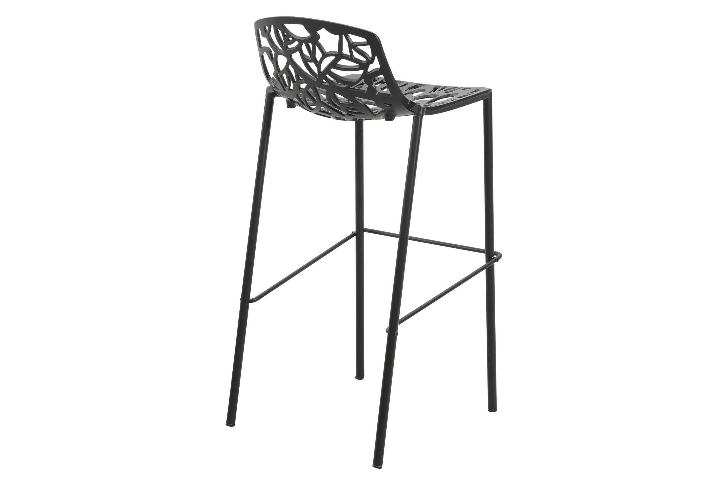 LeisureMod Devon Modern Aluminum Outdoor Bar Stool with Powder Coated Frame and Footrest - Black