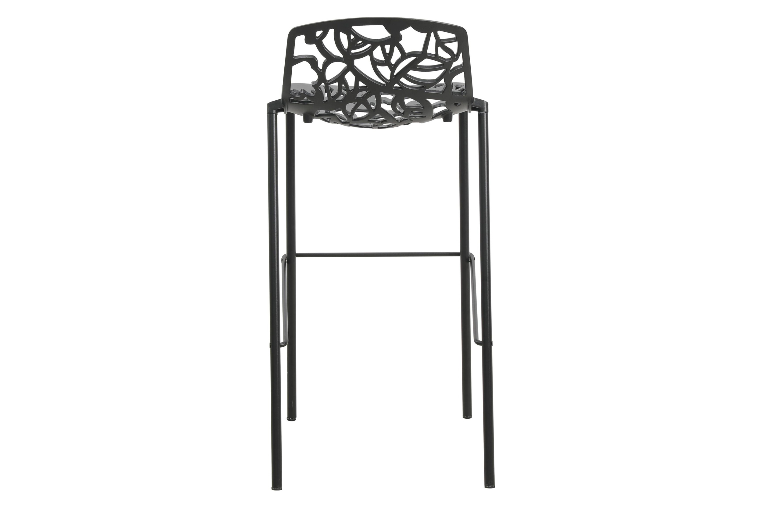 LeisureMod Devon Modern Aluminum Outdoor Bar Stool with Powder Coated Frame and Footrest - Black