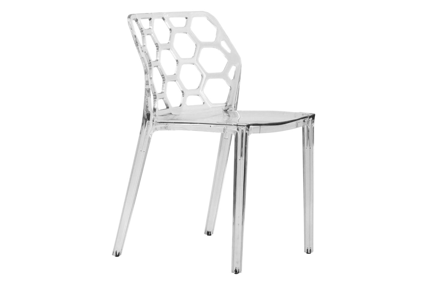 LeisureMod Dynamic Modern Honeycomb Design Dining Side Chair - Clear