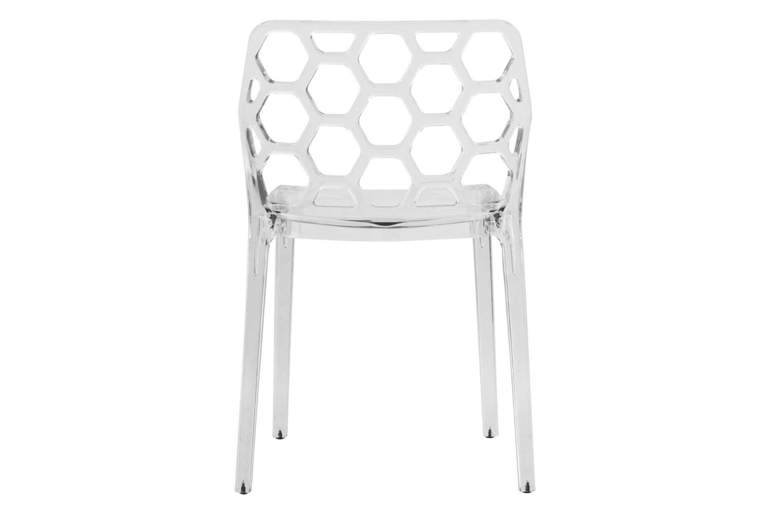 LeisureMod Dynamic Modern Honeycomb Design Dining Side Chair - Clear