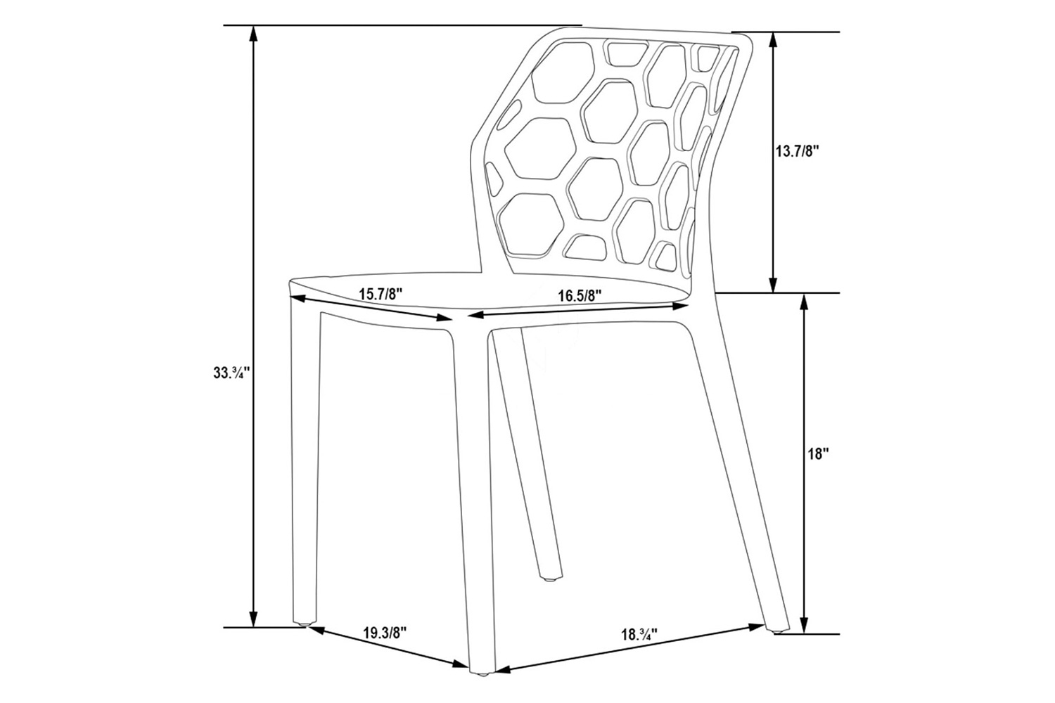 LeisureMod Dynamic Modern Honeycomb Design Dining Side Chair - Clear