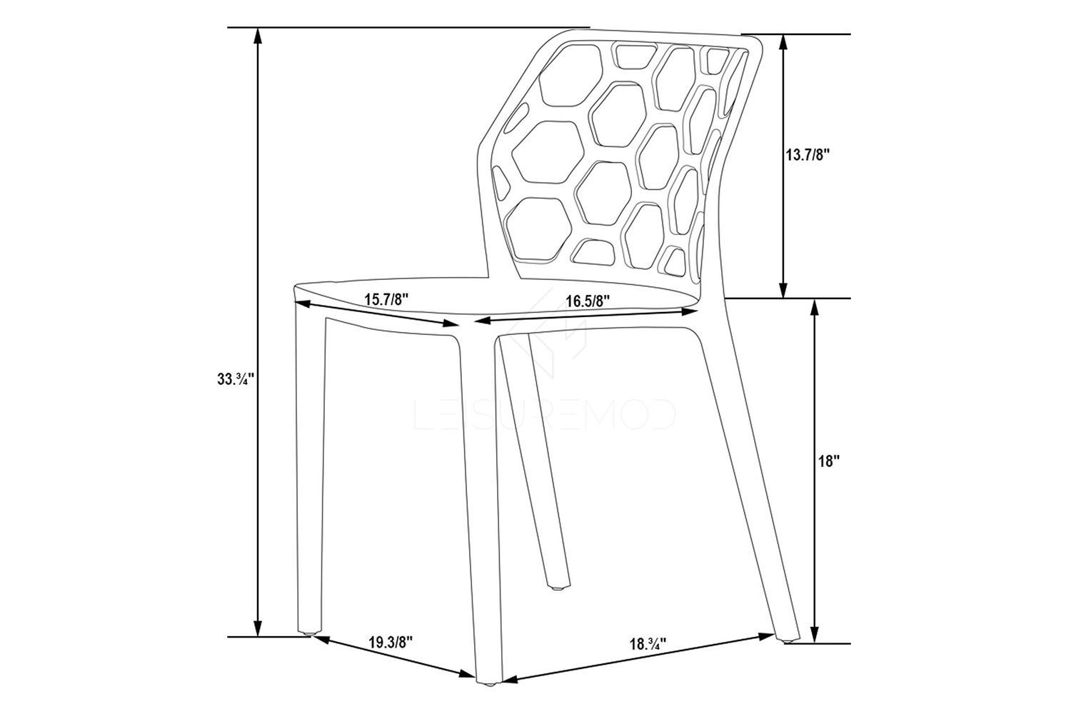 LeisureMod Dynamic Modern Honeycomb Design Dining Side Chair - Transparent/Orange