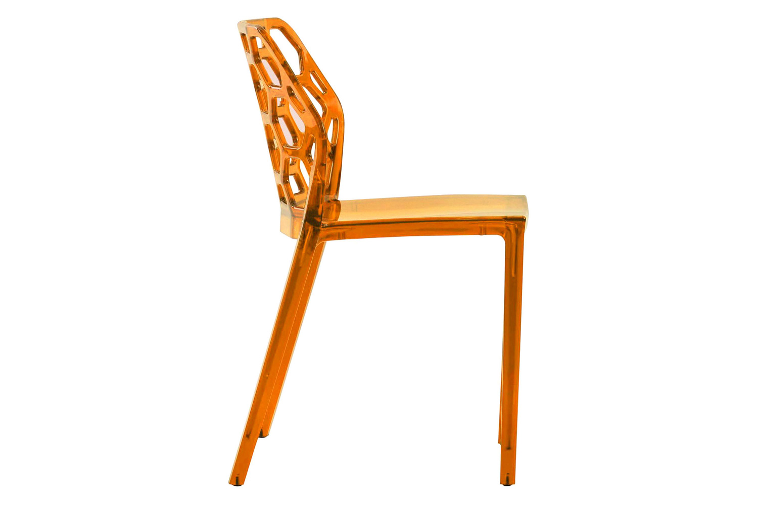 LeisureMod Dynamic Modern Honeycomb Design Dining Side Chair - Transparent/Orange