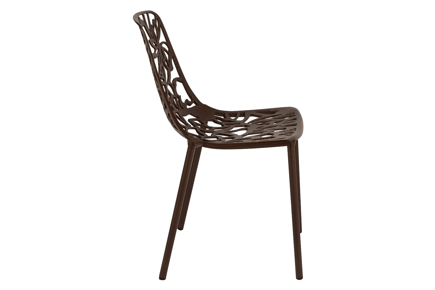 LeisureMod Devon Modern Flower Design Outdoor Aluminum Dining Chair - Brown