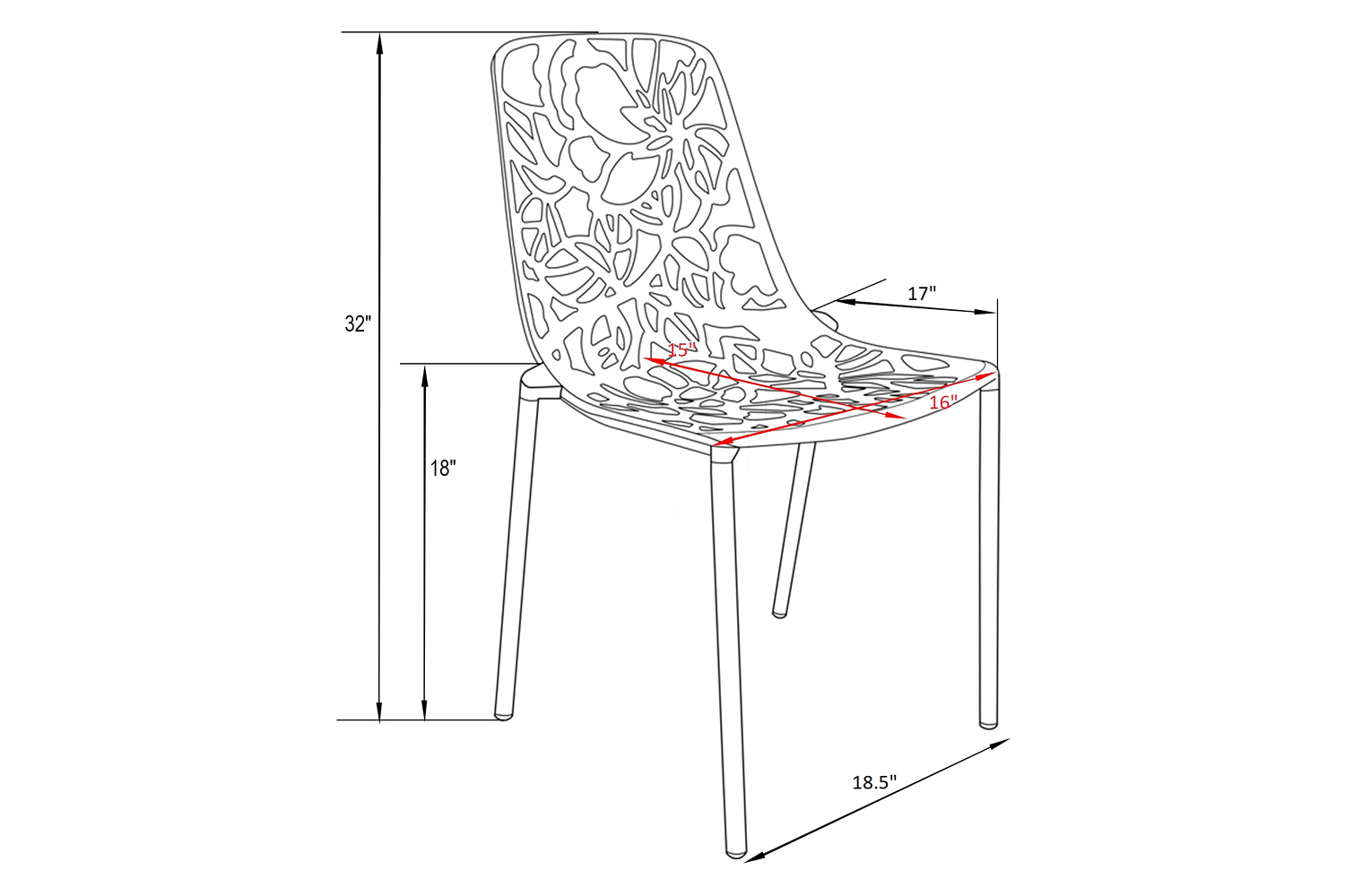 LeisureMod Devon Modern Flower Design Outdoor Aluminum Dining Chair - Brown