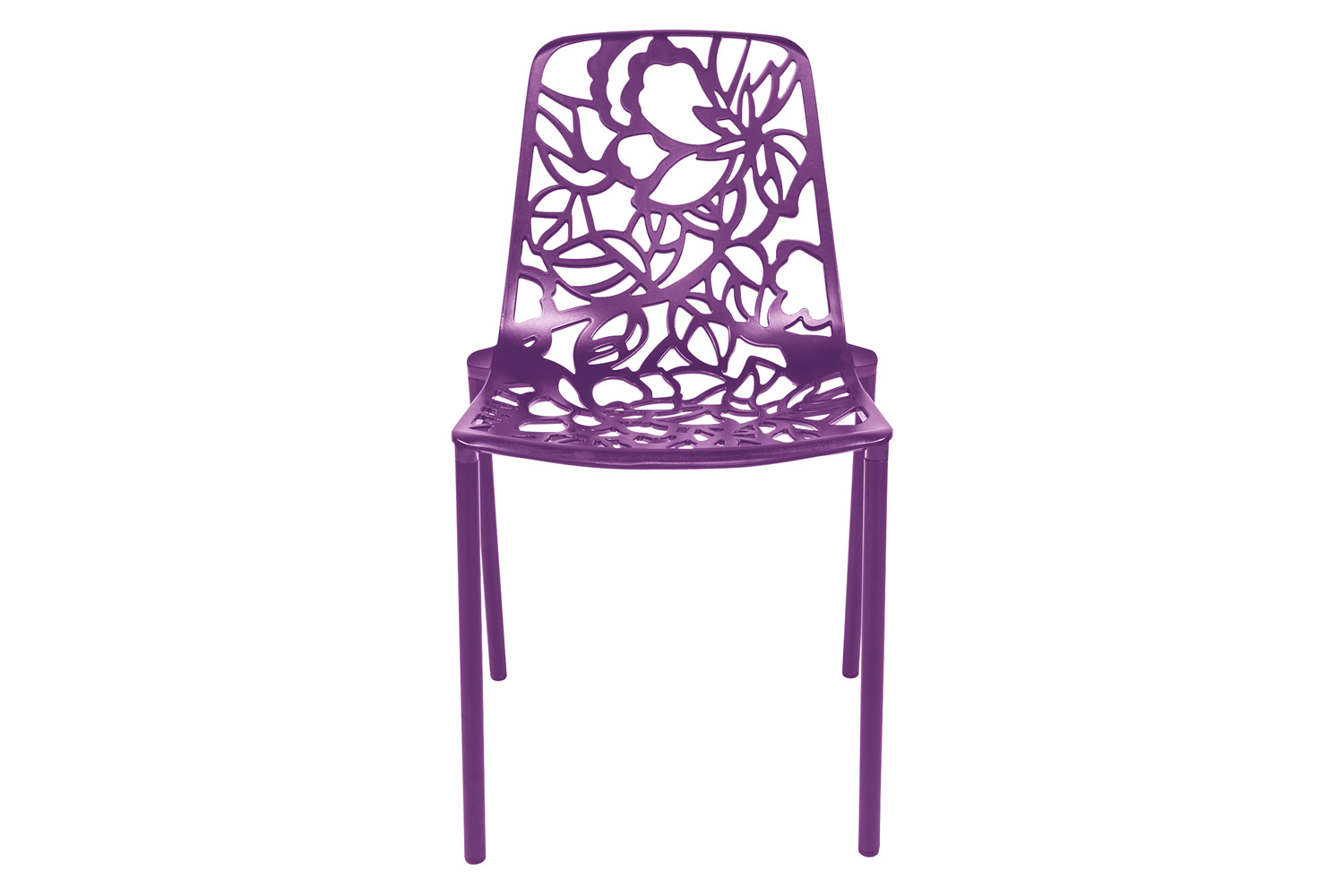 LeisureMod Devon Modern Flower Design Outdoor Aluminum Dining Chair - Purple