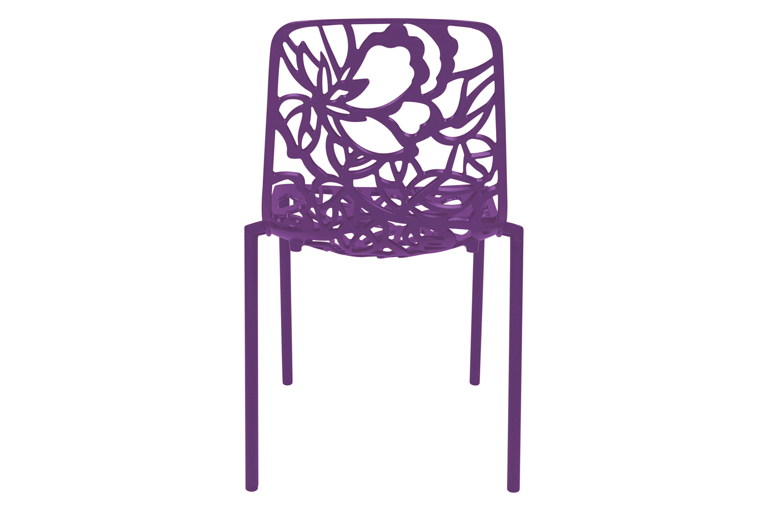 LeisureMod Devon Modern Flower Design Outdoor Aluminum Dining Chair - Purple