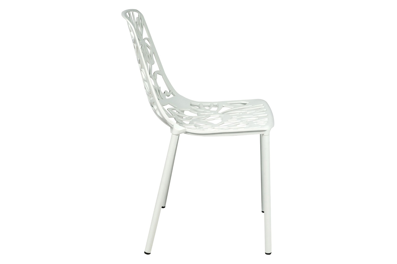 LeisureMod Devon Modern Flower Design Outdoor Aluminum Dining Chair - White