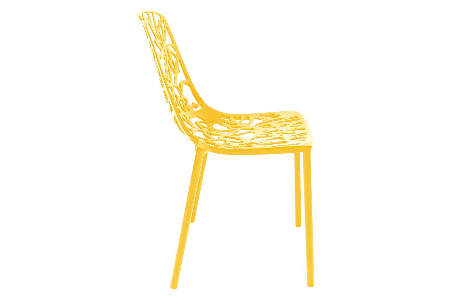 LeisureMod Devon Modern Flower Design Outdoor Aluminum Dining Chair - Yellow