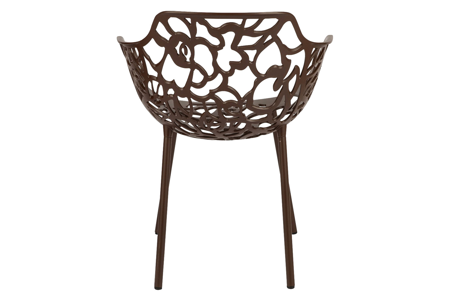 LeisureMod Devon Modern Flower Design Outdoor Aluminum Dining Armchair - Brown