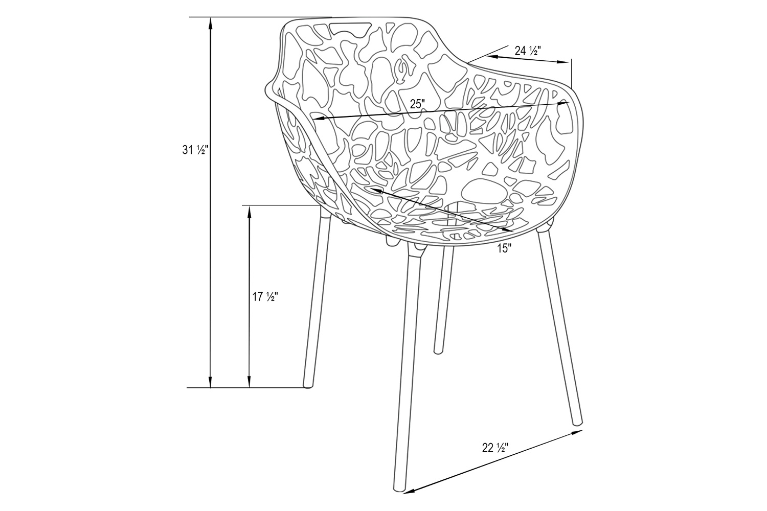 LeisureMod Devon Modern Flower Design Outdoor Aluminum Dining Armchair - Orange